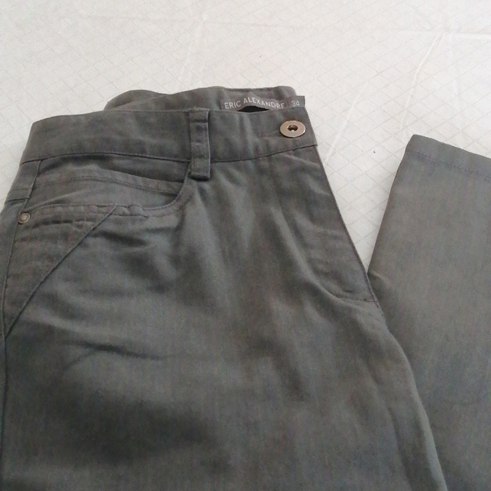 Eric Alexandre Khaki Green Pants Straight Leg, EUR Size 34,US Size 26